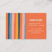 Farbig Minimalistisch Streifen-Orange Beruflich  名刺 (裏面)