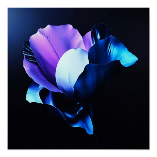 Farbig Strahlende Blüten in Dunkelheit ポスター (正面)