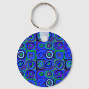 Farbstudie Quadrate Squares Blue Circles キーホルダー