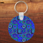 Farbstudie Quadrate Squares Blue Circles キーホルダー (正面)