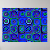 Farbstudie Quadrate Squares Blue Circles ポスター (正面)