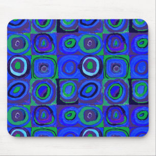 Farbstudie Quadrate Squares Blue Circles マウスパッド