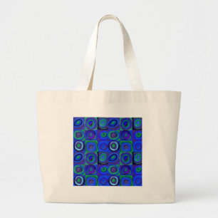 Farbstudie Quadrate Squares Blue Circles ラージトートバッグ