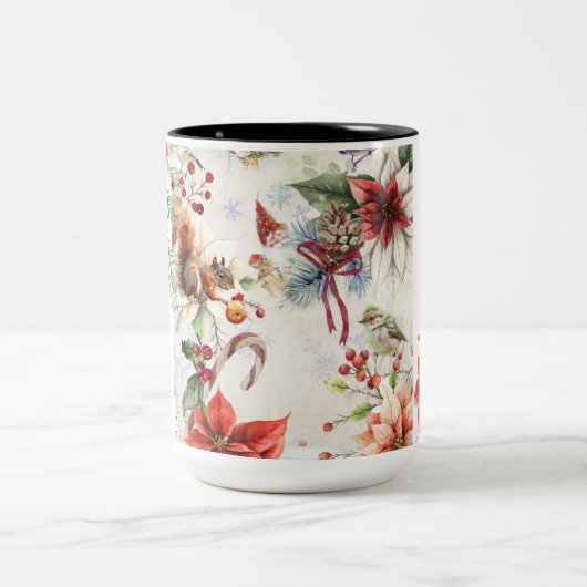 Färglös julfoto-dekorativ fyllning kudde ツートーンマグカップ (中央)