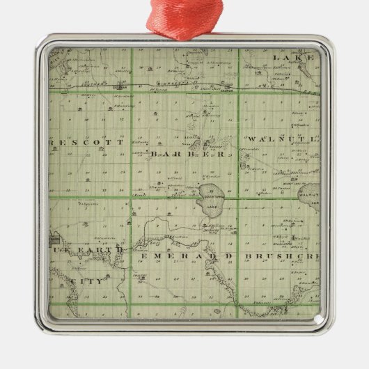 Faribault郡、ミネソタの地図 メタルオーナメント (正面)