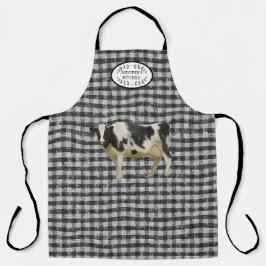 Farm 素朴house Cow Black and White Kitchn名 エプロン