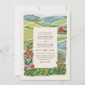 Farm and Field Rustic Elegant QR Code Wedding 招待状 (正面)