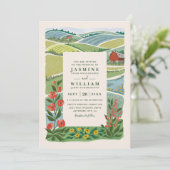 Farm and Field Rustic Elegant QR Code Wedding 招待状 (スタンド正面)