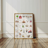 Farm Animal Alphabet ABC Poster Kids Room Decor ポスター