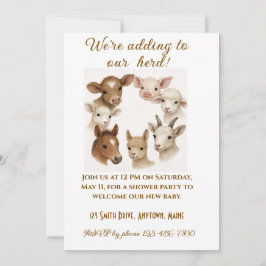 Farm Animal Baby Shower Invitation 招待状