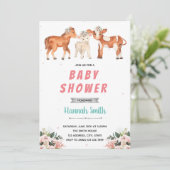 Farm animal baby shower party with cow horse and s 招待状 (スタンド正面)