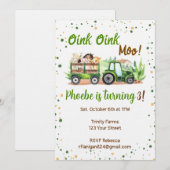 Farm Animal Barnyard Birthday Invitation 招待状 (正面/裏面)