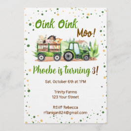 Farm Animal Barnyard Birthday Invitation 招待状
