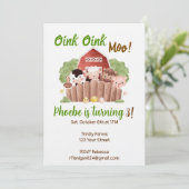 Farm Animal Barnyard Birthday Invitation 招待状 (スタンド正面)