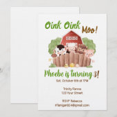 Farm Animal Barnyard Birthday Invitation 招待状 (正面/裏面)