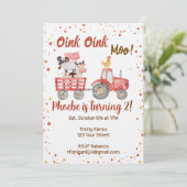 Farm Animal Barnyard Second Birthday Invitation 招待状 (スタンド正面)