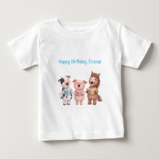 Farm animal birthday ベビーTシャツ (正面)