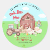 Farm Animal Birthday – Girl’s Barnyard Party ラウンドシール (正面)