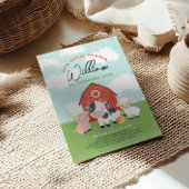 Farm Animal Boys Barnyard Kids Birthday 招待状