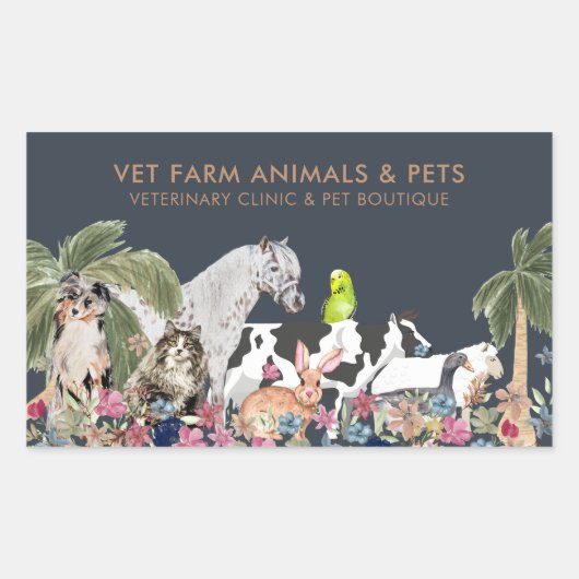 Farm Animal Cat Dog Bird Pet 長方形シール (正面)