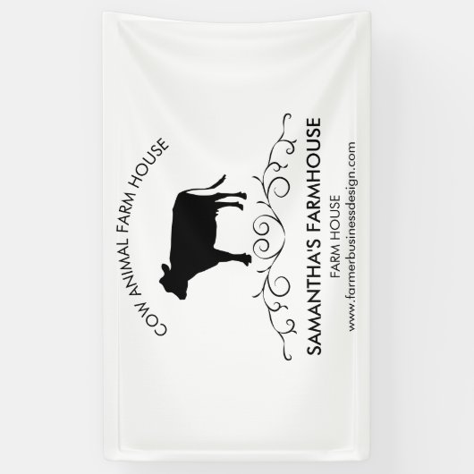 farm animal Cow Silhouette 横断幕 (縦)