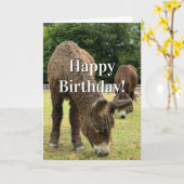 Farm Animal Donkey Cute Barnyard Funny Birthday  カード (黄色い花)
