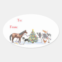 Farm Animal Holiday Gift Sticker