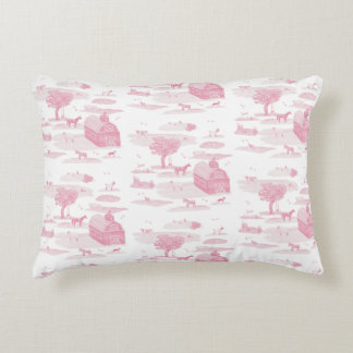 Farm Animal Toile Accent Pillow (Pink) アクセントクッション
