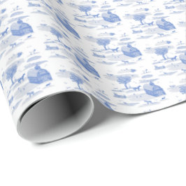 Farm Animal Toile (Blue) ラッピングペーパー
