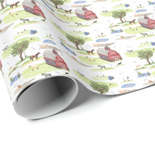 Farm Animal Toile (Original Colors) ラッピングペーパー (ロールコーナー)