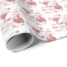 Farm Animal Toile (Red) ラッピングペーパー