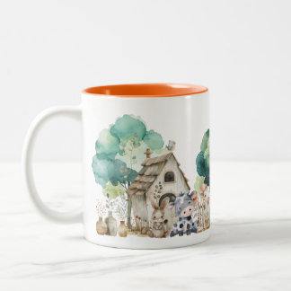 Farm Animal Watercolor Mug – Cute Nursery cup ツートーンマグカップ