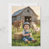 Farm Animals 1st Birthday Barnyard Baby Boy 招待状 (裏面)