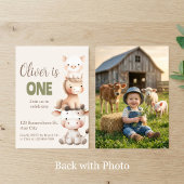 Farm Animals 1st Birthday Barnyard Baby Boy 招待状