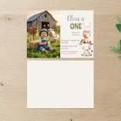 Farm Animals 1st Birthday Barnyard Baby Boy Photo 招待状