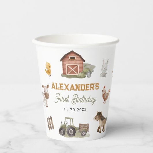 Farm Animals 1st Birthday Party 紙コップ (正面)