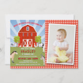 Farm Animals 1st Birthday Photo 招待状 (正面)