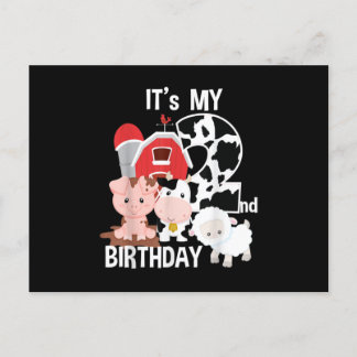 Farm Animals 2 Year Old It's My 2nd Birthday Party 案内ポストカード