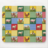 Farm Animals and Gingham Patchwork Quilt マウスパッド (正面)