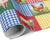 Farm Animals and Gingham Patchwork Quilt ラッピングペーパー (ロールコーナー)
