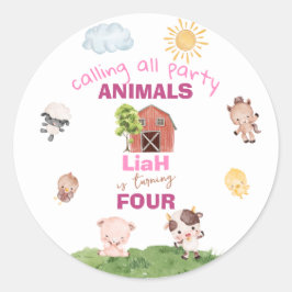 Farm animals Any Age Birthday ラウンドシール