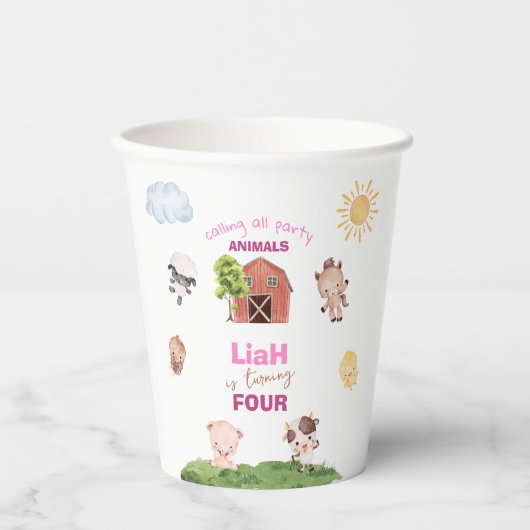 Farm animals Any Age Birthday 紙コップ (正面)