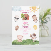 Farm animals Any Age Birthday Invitation 招待状 (スタンド正面)