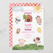 Farm animals Any Age Birthday Invitation 招待状 (正面/裏面)
