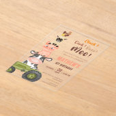 Farm animals Baa Moo Holy Cow 1st 2nd Birthday アクリル招待状 (レイダウン)