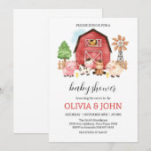 Farm Animals Baby Shower 招待状 (正面/裏面)