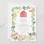 Farm Animals Baby Shower Invitation 招待状 (正面)