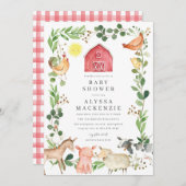 Farm Animals Baby Shower Invitation 招待状 (正面/裏面)