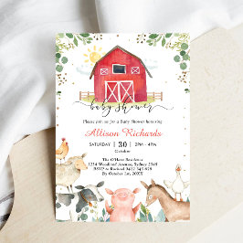 Farm Animals Baby Shower Invitation 招待状