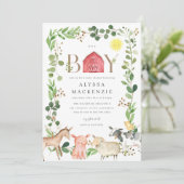 Farm Animals Baby Shower Invitation 招待状 (スタンド正面)